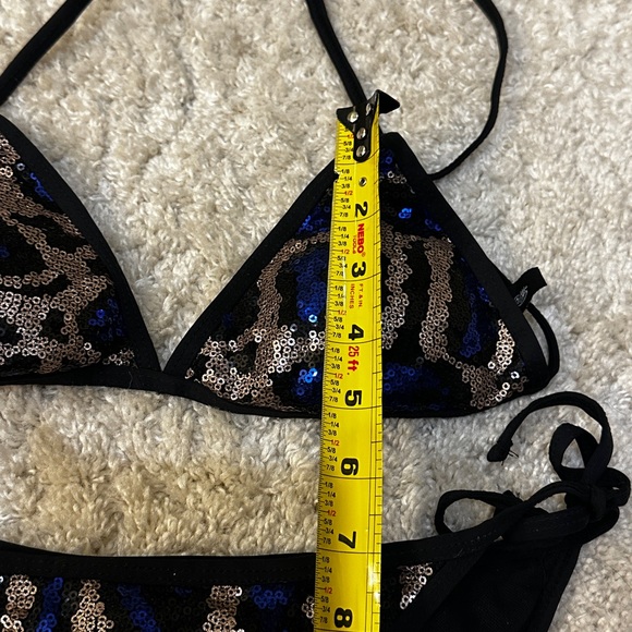 Sexy Forplay Leopard Sequin Triangle Bikini w/ Side Tie Bottom Swimwear Size S - Picture 4 of 13